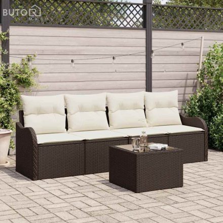 vidaXL Kerti Kanapé Szett párnával 5 pcs Barna, Krém 55 x 55 x 37 cm