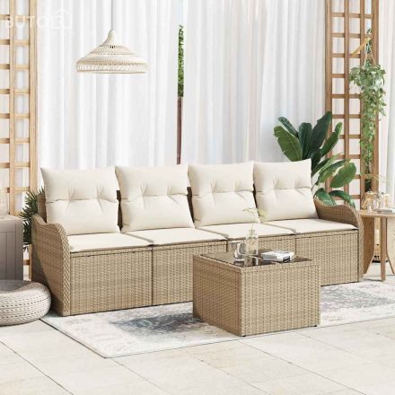 vidaXL Kerti Kanapé Szett párnával 5 pcs Beige, Krém 55 x 55 x 37 cm
