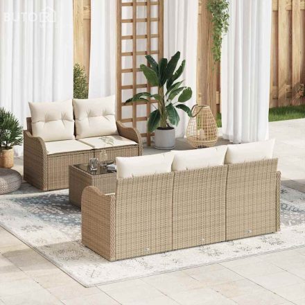 vidaXL Kerti Kanapé Szett párnával 6 pcs Beige, Krém 55 x 55 x 37 cm
