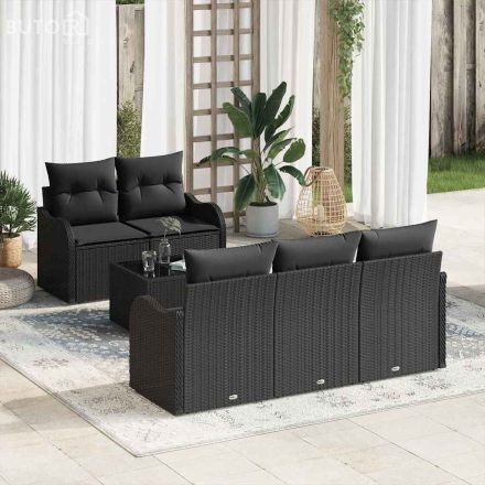 vidaXL Kerti Kanapé Szett párnával 6 pcs Fekete 55 x 55 x 37 cm
