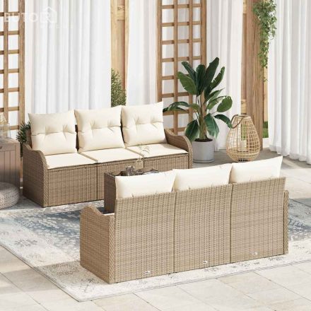 vidaXL Kerti Kanapé Szett párnával 7 pcs Beige, Krém 55 x 55 x 37 cm