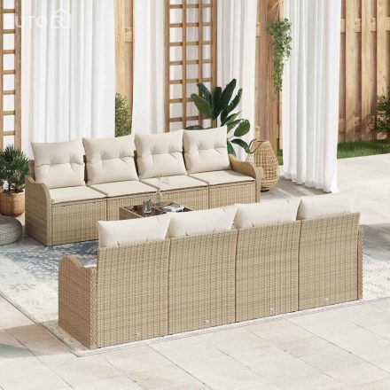 vidaXL Kerti Kanapé Szett párnával 9 pcs Beige, Krém 55 x 55 x 37 cm
