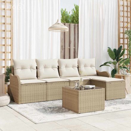 vidaXL Kerti Kanapé Szett párnával tárolóval 6 pcs Barna Poli rattan