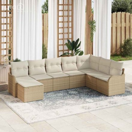 vidaXL Kerti Kanapé Szett párnával 8 pcs Beige, fehér Poli rattan