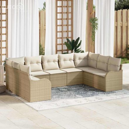 vidaXL Kerti Kanapé Szett párnával 9 pcs Beige, fehér Poli rattan