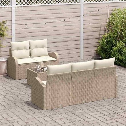 vidaXL Kerti Kanapé Szett párnával 6 pcs Beige, Krém 55 x 55 x 37 cm