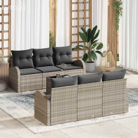 vidaXL Kerti Kanapé Szett párnával 7 pcs Világosszürke, Sötétszürke