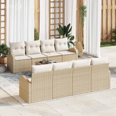 vidaXL Kerti Kanapé Szett párnával 9 pcs Beige, Krém 55 x 55 x 37 cm