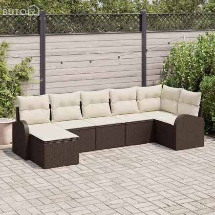 vidaXL Kerti Kanapé Szett 7 pcs Barna Poli rattan