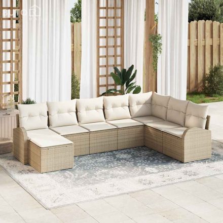vidaXL Kerti Kanapé Szett párnával 8 pcs Beige, fehér Poli rattan