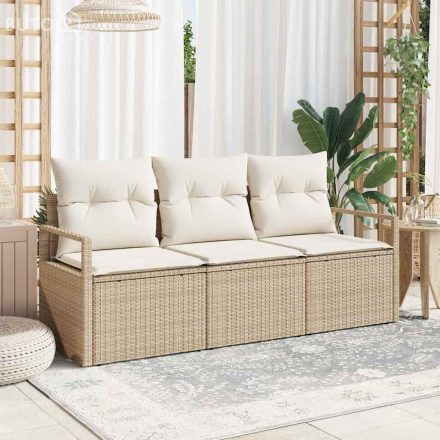 vidaXL Kerti Kanapé Szett párnával tárolóval 3 pcs Beige, Krém