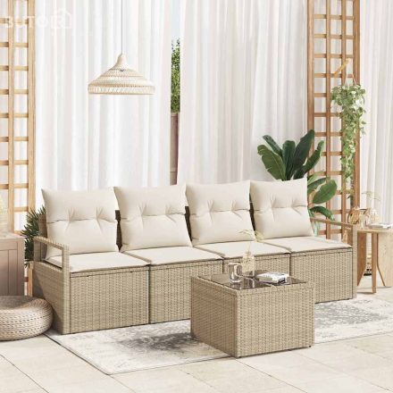 vidaXL Kerti Kanapé Szett párnával 5 pcs Beige, Krém 55 x 55 x 37 cm