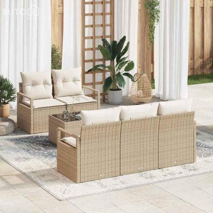 vidaXL Kerti Kanapé Szett párnával 6 pcs Beige, Krém 55 x 55 x 37 cm