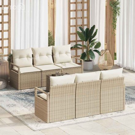 vidaXL Kerti Kanapé Szett párnával 7 pcs Beige, Krém 55 x 55 x 37 cm
