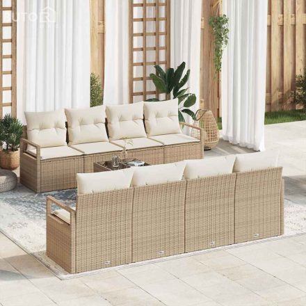 vidaXL Kerti Kanapé Szett párnával 9 pcs Beige, Krém 55 x 55 x 37 cm