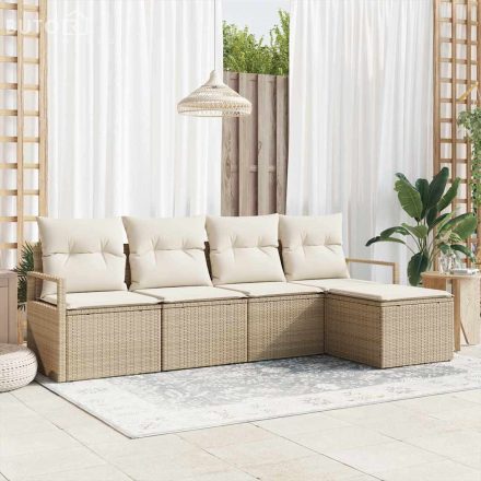 vidaXL Kerti Kanapé Szett párnával tárolóval 5 pcs Beige, Krém