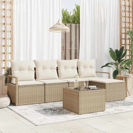 vidaXL Kerti Kanapé Szett párnával tárolóval 6 pcs Beige, Krém