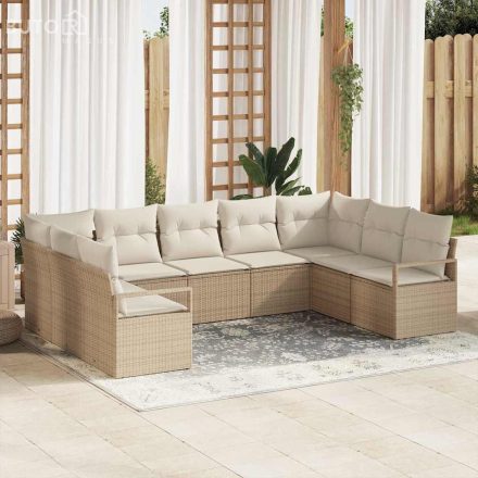 vidaXL Kerti Kanapé Szett párnával tárolóval 9 pcs Beige, Krém