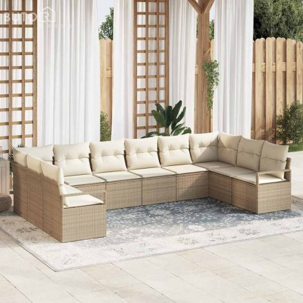 vidaXL Kerti Kanapé Szett párnával tárolóval 10 pcs Beige, Krém