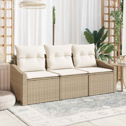 vidaXL Kerti Kanapé Szett párnával tárolóval 3 pcs Beige, Krém