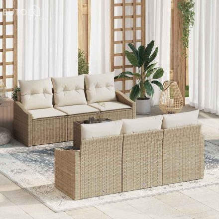 vidaXL Kerti Kanapé Szett párnával 7 pcs Beige, Krém 55 x 55 x 37 cm