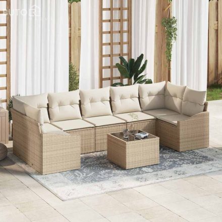vidaXL Kerti Kanapé Szett párnával 8 pcs Beige, Krém 55 x 55 x 37 cm