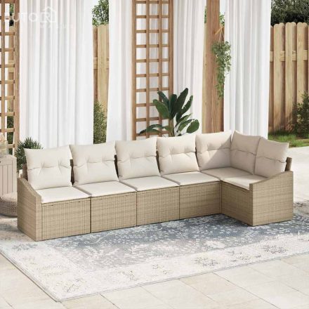 vidaXL Kert étkező szett párnával tárolóval 6 pcs Beige, Krém