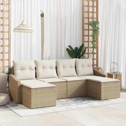 vidaXL Kert étkező szett párnával tárolóval 6 pcs Beige, Krém
