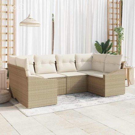 vidaXL Kerti Kanapé Szett párnával tárolóval 6 pcs Beige, Krém
