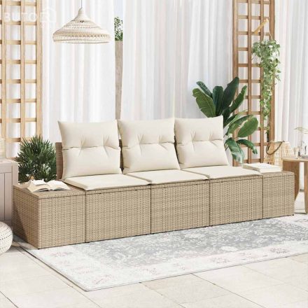 vidaXL Kerti Kanapé Szett párnával tárolóval 3 pcs Beige, Krém