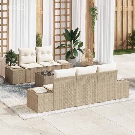 vidaXL Kerti Kanapé Szett párnával 6 pcs Beige, Krém 55 x 55 x 37 cm