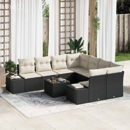 vidaXL Kerti Kanapé Szett párnával 9 pcs Fekete, Krém 55 x 55 x 37 cm