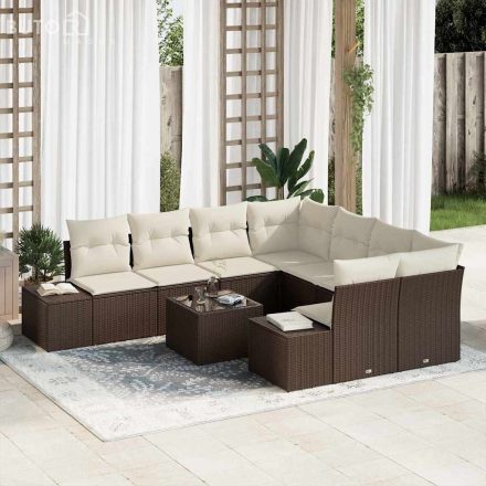 vidaXL Kerti Kanapé Szett párnával 9 pcs Barna, Krém 55 x 55 x 37 cm