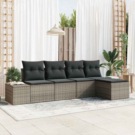 vidaXL Kerti Kanapé Szett 5 pcs Szürke Poli rattan, porfestett acél