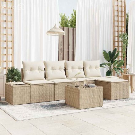 vidaXL Kerti Kanapé Szett párnával tárolóval 6 pcs Beige, Krém