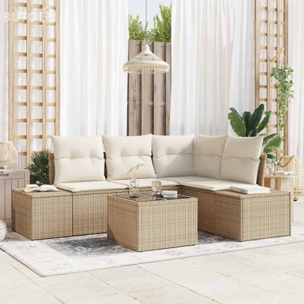 vidaXL Kerti Kanapé Szett párnával tárolóval 5 pcs Beige, Krém