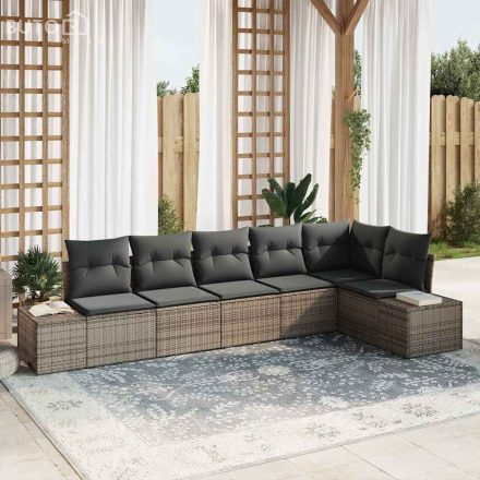 vidaXL Kerti Kanapé Szett 6 pcs Szürke Poli rattan, porfestett acél