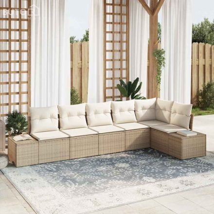 vidaXL Kerti Kanapé Szett párnával tárolóval 6 pcs Beige, Krém