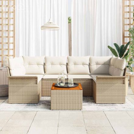 vidaXL Kerti Kanapé Szett párnával 7 pcs Beige, Krém 55 x 55 x 37 cm