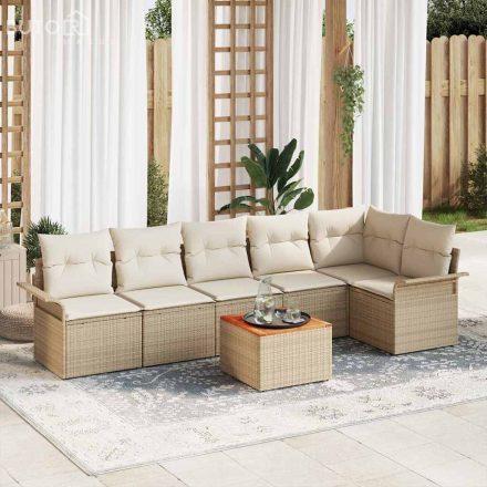 vidaXL Kerti Kanapé Szett párnával 7 pcs Beige, Krém 55 x 55 x 37 cm
