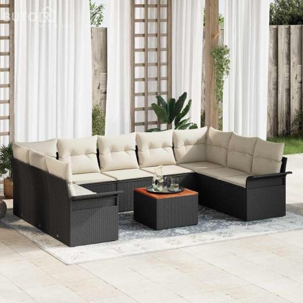 vidaXL Kerti Kanapé Szett párnával 10 pcs Fekete, Krém 55 x 55 x 37 cm