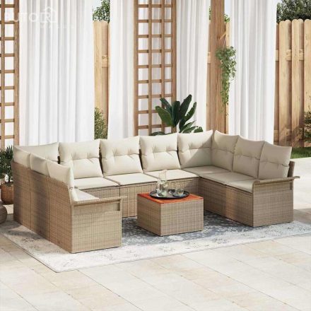 vidaXL Kerti Kanapé Szett párnával 10 pcs Beige, Krém 55 x 55 x 37 cm