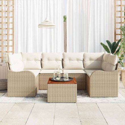 vidaXL Kerti Kanapé Szett 7 pcs Beige, fehér