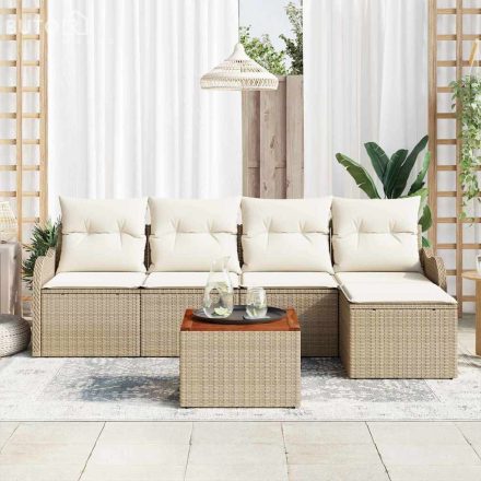 vidaXL Kerti Kanapé Szett 6 pcs Beige, fehér