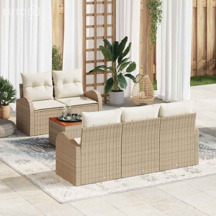 vidaXL Kerti Kanapé Szett 6 pcs Beige, fehér
