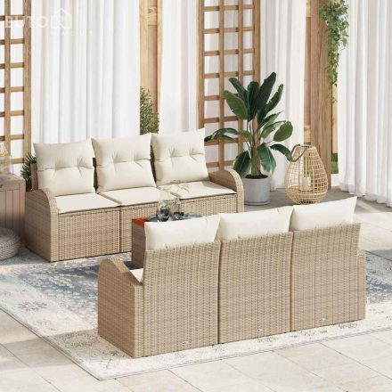 vidaXL Kerti Kanapé Szett 7 pcs Beige, fehér