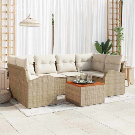 vidaXL Kerti Kanapé Szett 7 pcs Beige, fehér