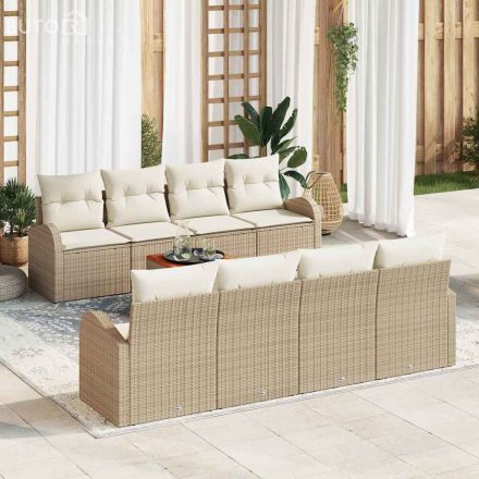 vidaXL Kerti Kanapé Szett 9 pcs Beige, fehér