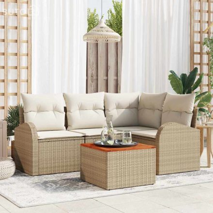 vidaXL Kerti Kanapé Szett 5 pcs Beige, fehér