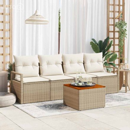 vidaXL Kerti Kanapé Szett 5 pcs Beige, fehér Standard